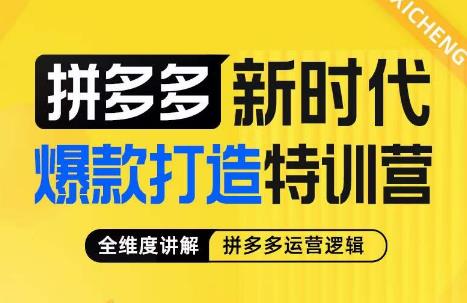 玺承·拼多多新时代爆款打造特训营,全维度讲解拼多多运营逻辑