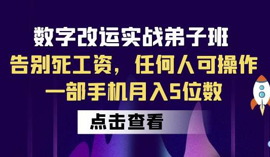 数字改运实战弟子班:告别死工资,任何人可操作,一部手机月入5位数