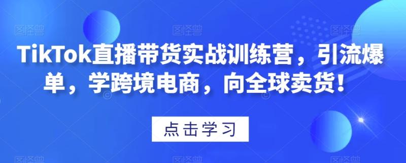 TikTok直播带货实战训练营，引流爆单，学跨境电商，向全球卖货！-哆库网