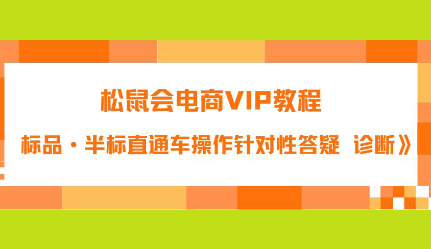 松鼠会电商VIP教程:松鼠《付费推广标品·半标直通车操作针对性答疑&诊断》