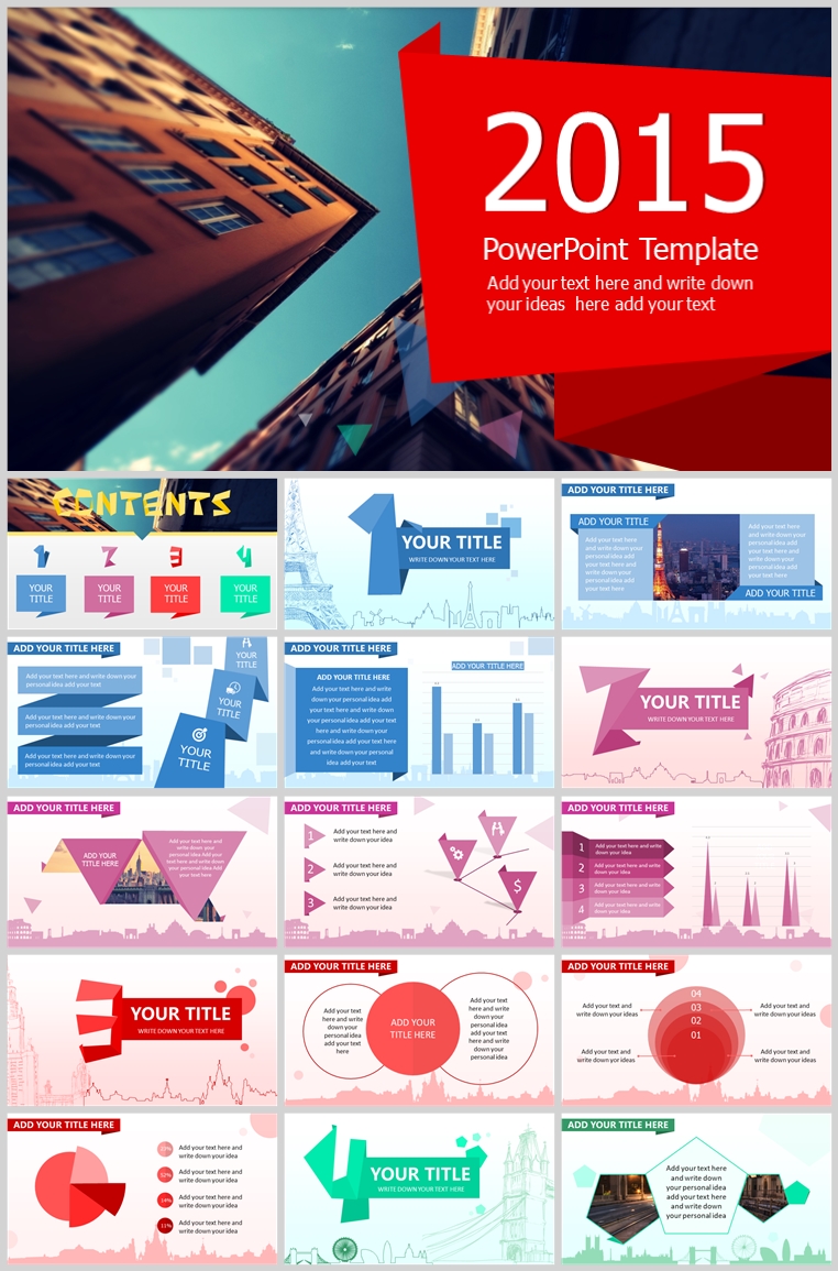 10套扁平化创意PPT模板(五)