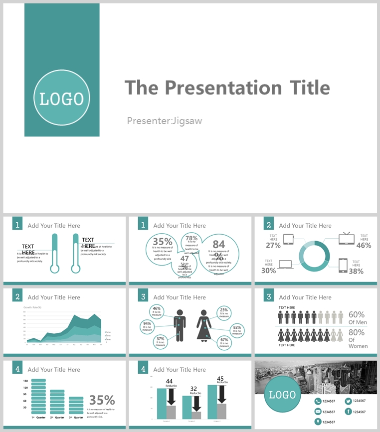 10套扁平化创意PPT模板(十六)